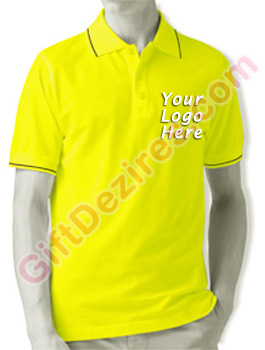 Designer Yellow and Black Color Company Logo Printed T Shirts